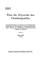 Über die Glyceride des Chaulmugraöles: Inaugural-Dissertation zur Erlangung der philosophischen Doktorwürde der Philosophischen und Naturwissenschaftlichen Fakultät der Westfälischen Wilhelms-Universität zu Münster in Westfalen